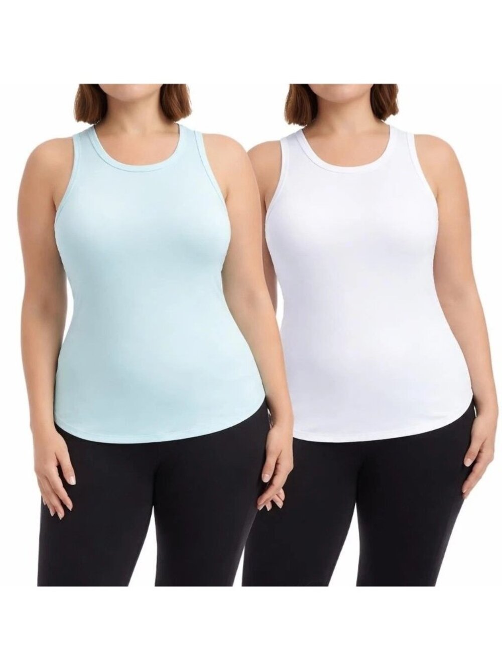 NWT Danskin Women's S Airbrush Tank 2-Pack Aqua Splash/White Moisture-Wicking